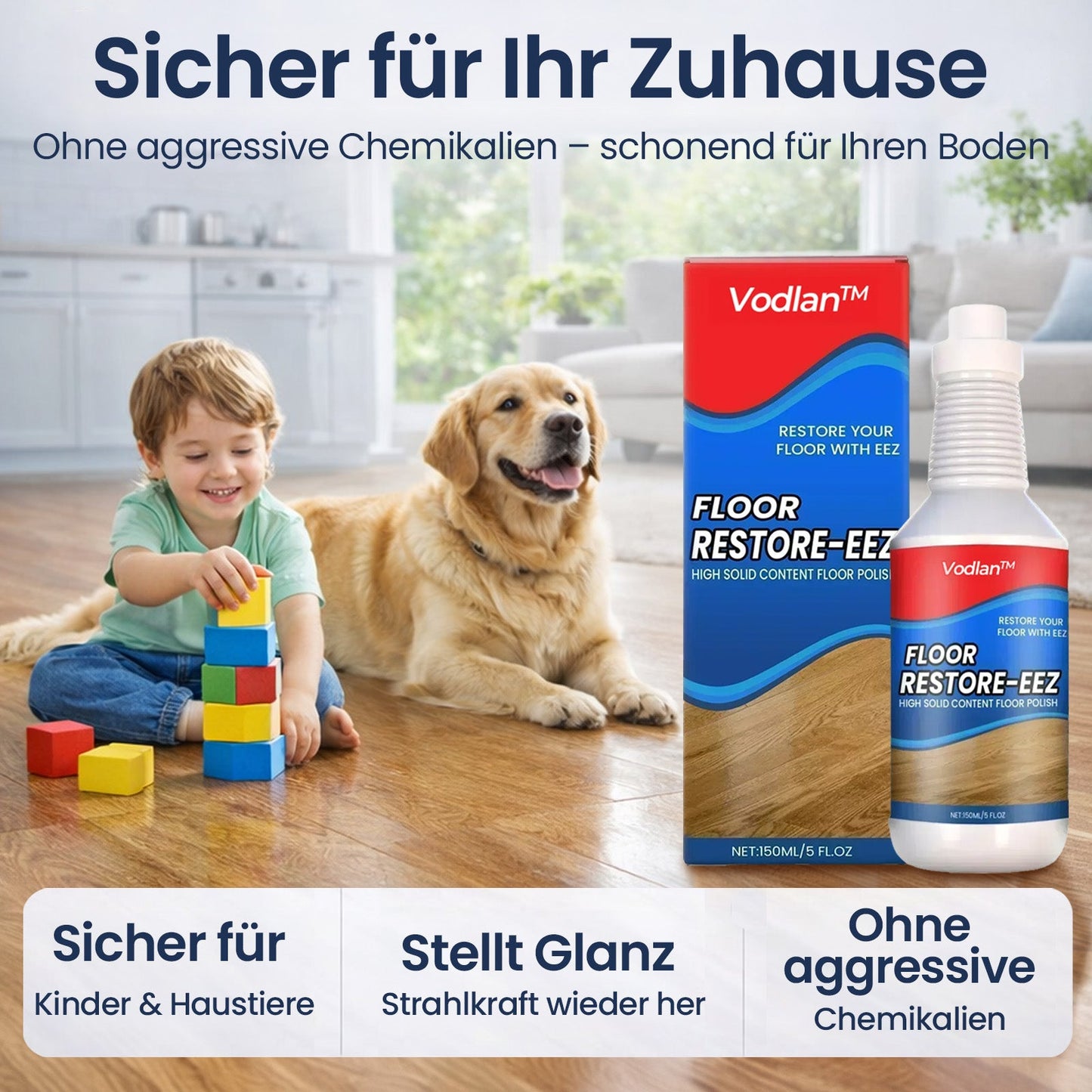 KUBOZN® Floor Restorer – Hochglanz-Finish & Versiegelung ohne Giftstoffe