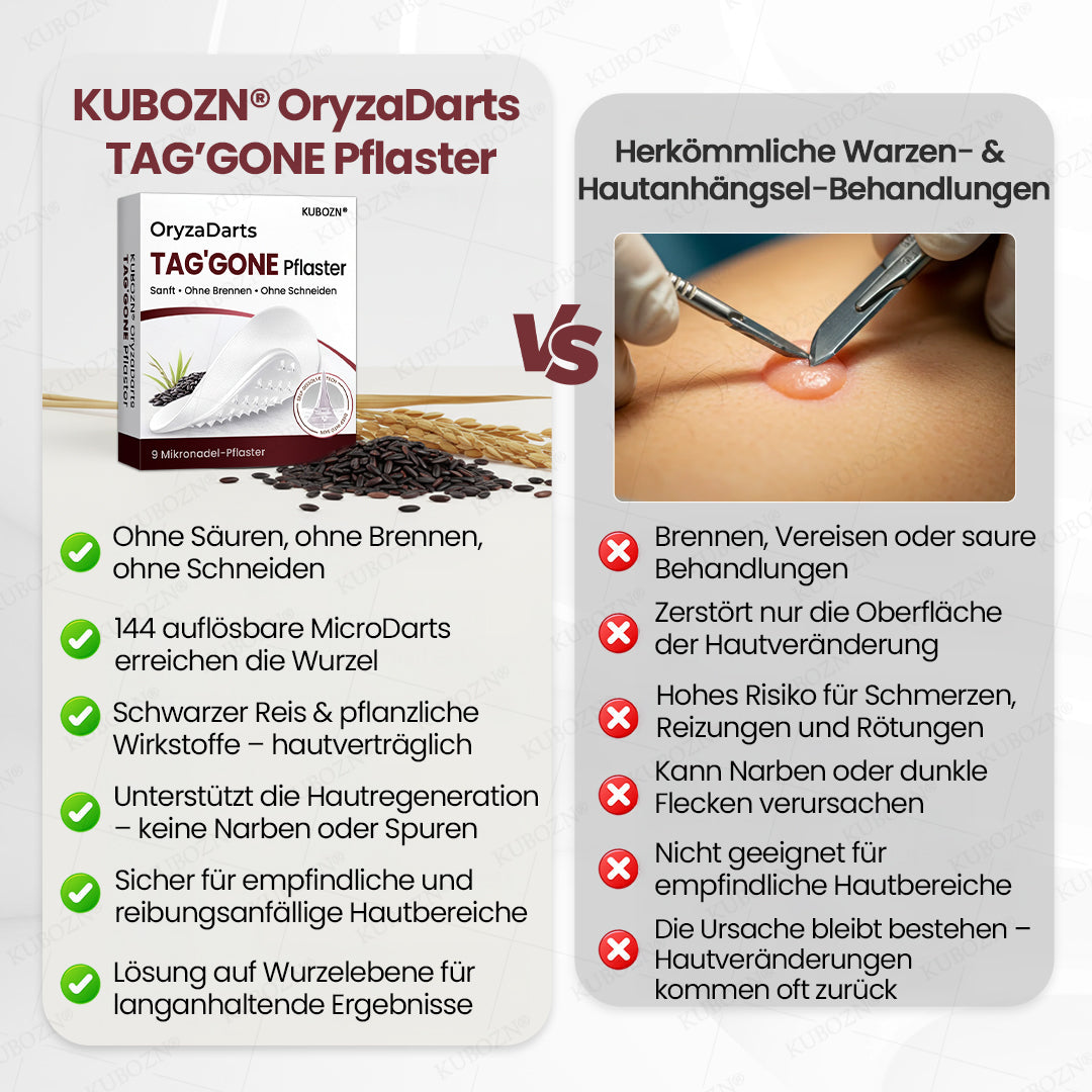 KUBOZN® OryzaDarts TAG’GONE – Schmerzfreie Entfernung an der Wurzel dank Schwarzer-Reis-Mikrotechnologie ✨ (offer)