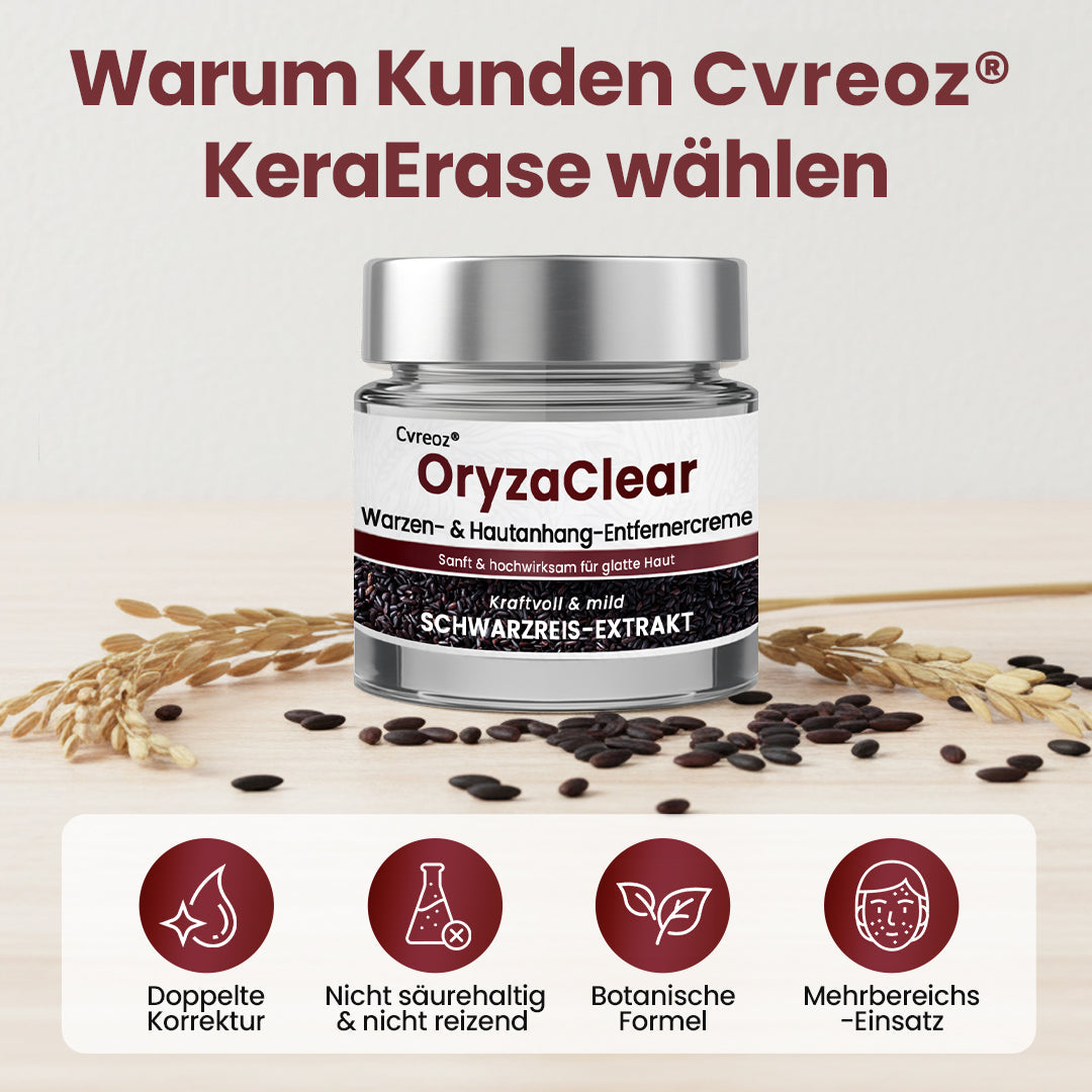 ⭐ Cvreoz® OryzaClear – Schwarzreis-Extrakt Creme gegen Hautanhänge & raue Stellen – sanft, pflanzlich & sichtbar wirksam (Offer)
